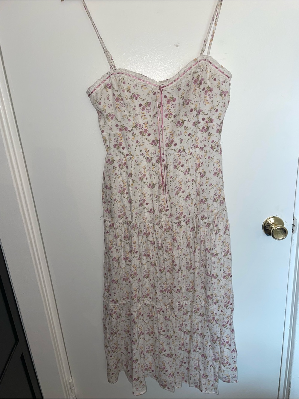 Trixxi Cream Floral Maxi Dress with Pink Accents